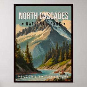Nationaal park Washington Vintage Noord-Cascades Poster