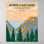 Nationaal park Washington Vintage Noord-Cascades Poster (Voorkant)