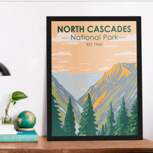 Nationaal park Washington Vintage Noord-Cascades Poster