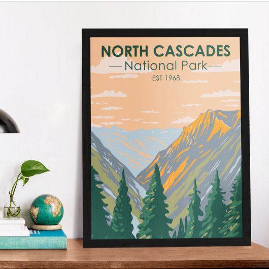 Nationaal park Washington Vintage Noord-Cascades Poster