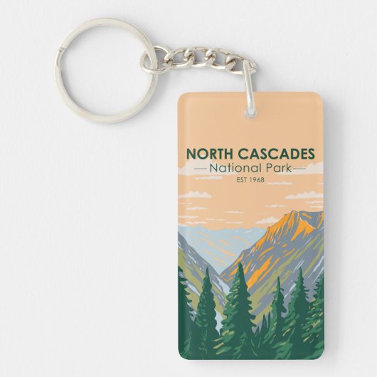Nationaal park Washington Vintage Noord-Cascades Sleutelhanger (Voorkant)