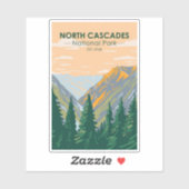 Nationaal park Washington Vintage Noord-Cascades Sticker (Vel)