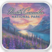 Nationaal park Washington Vintage Noord-Cascades Sticker (Voorkant)