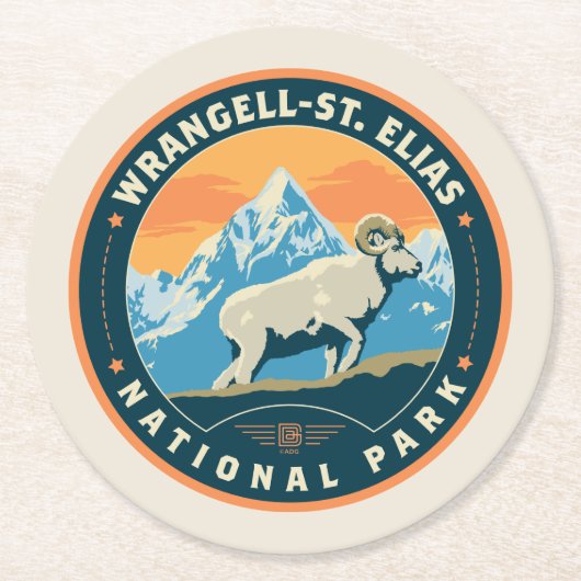 Nationaal park Wrangell-St Elias Ronde Kartonnen Onderzetter (Voorkant)
