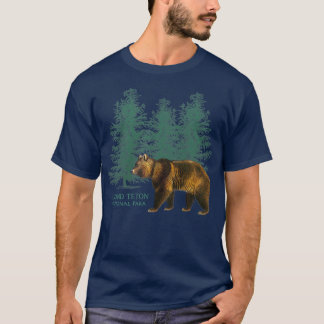 Nationaal park Wyoming Beer Trees Retro T-shirt
