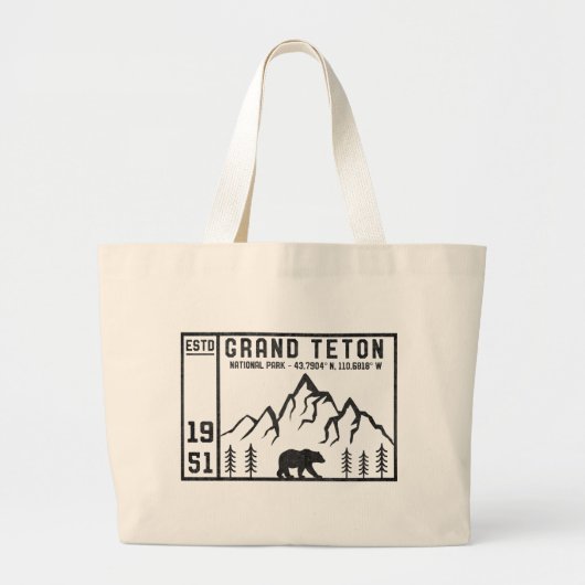  Nationaal Park Wyoming Mountain Grote Tote Bag (Voorkant)