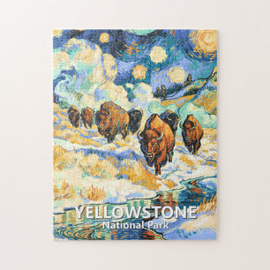 Nationaal park Yellowstone Bison Vintage Van Gogh Legpuzzel