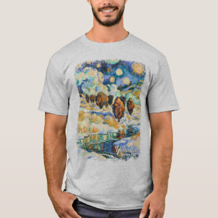 Nationaal Park Yellowstone Bizon Vintage Van Gogh T-shirt