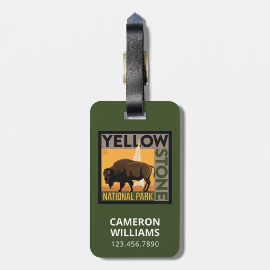 Nationaal park Yellowstone | Buffels Bagagelabel (Achterkant verticaal)