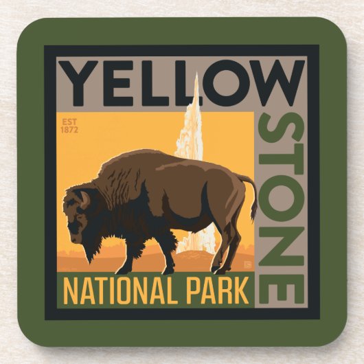 Nationaal park Yellowstone | Buffels Bier Onderzetter (Voorkant)