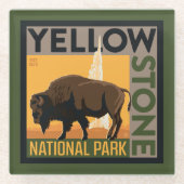 Nationaal park Yellowstone | Buffels Glazen Onderzetter (Voorkant)