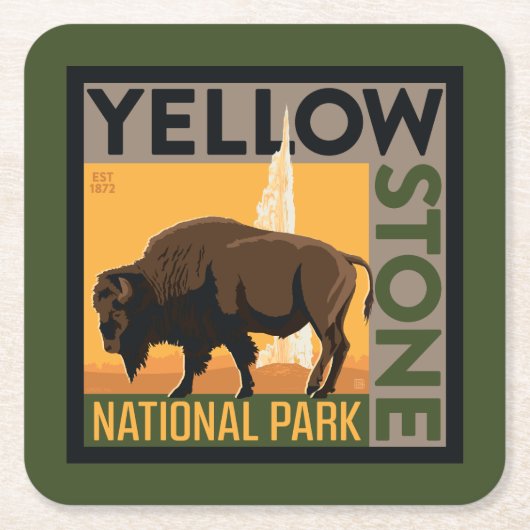 Nationaal park Yellowstone | Buffels Kartonnen Onderzetters (Voorkant)