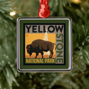 Nationaal park Yellowstone   Buffels Metalen Ornament