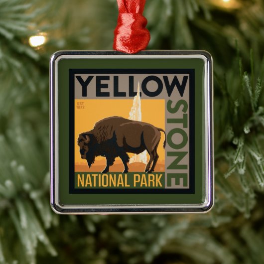 Nationaal park Yellowstone | Buffels Metalen Ornament (Boom)
