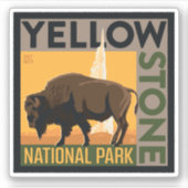 Nationaal park Yellowstone | Buffels Sticker (Voorkant)