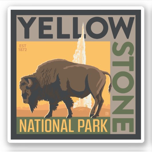 Nationaal park Yellowstone | Buffels Sticker (Voorkant)