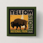 Nationaal park Yellowstone | Buffels Vierkante Button 5,1 Cm (Voorkant)