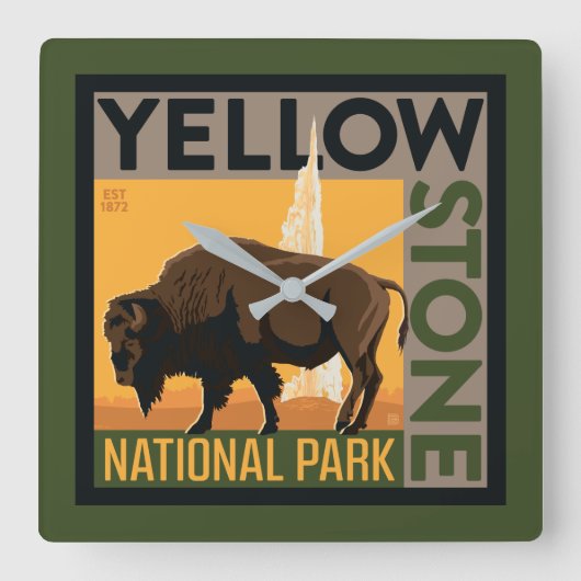 Nationaal park Yellowstone | Buffels Vierkante Klok (Voorkant)