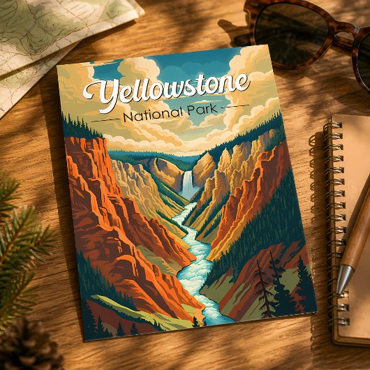 Nationaal park Yellowstone Grand Canyon Retro Kuns Briefkaart