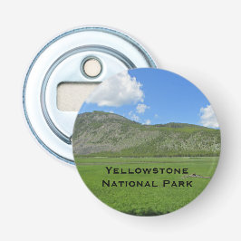 Nationaal park Yellowstone Green Grass Field Photo Button Flesopener