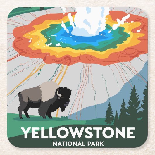 Nationaal park Yellowstone Kartonnen Onderzetters (Voorkant)