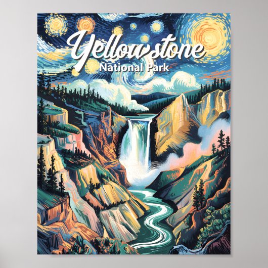 Nationaal park Yellowstone Lower Falls Levendig Poster (Voorkant)