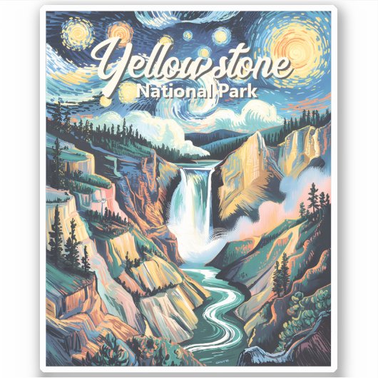 Nationaal park Yellowstone Lower Falls Levendig Sticker (Voorkant)