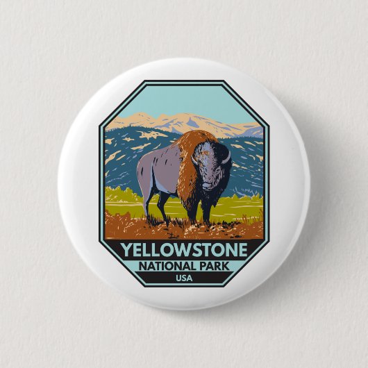 Nationaal park Yellowstone North American Bison Ronde Button 5,7 Cm (Voorkant)