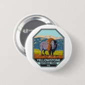 Nationaal park Yellowstone North American Bison Ronde Button 5,7 Cm (Voorkant /achterkant)