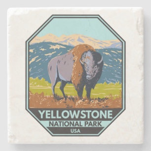Nationaal park Yellowstone North American Bison Stenen Onderzetter