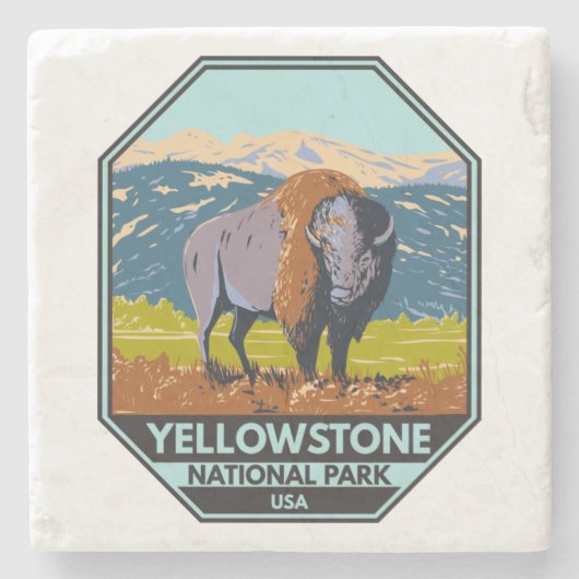 Nationaal park Yellowstone North American Bison Stenen Onderzetter (Voorkant)