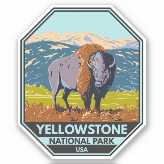 Nationaal park Yellowstone North American Bison Sticker (Voorkant)