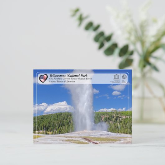 Nationaal Park Yellowstone - oude trouwe Geyser Briefkaart (Staand voorkant)