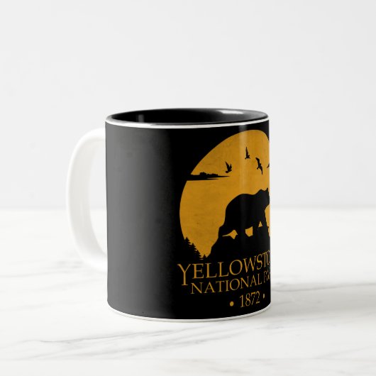 Nationaal Park Yellowstone  Retro Beer USA Tweekleurige Koffiemok (Voorkant links)
