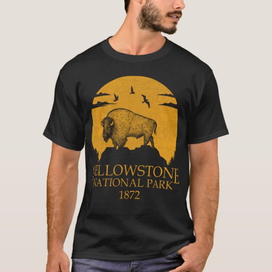 Nationaal park Yellowstone  Retro Bison T-shirt (Voorkant)