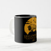 Nationaal park Yellowstone  Retro Bison Tweekleurige Koffiemok (Voorkant links)