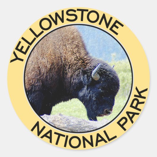 Nationaal Park Yellowstone Ronde Sticker (Voorkant)