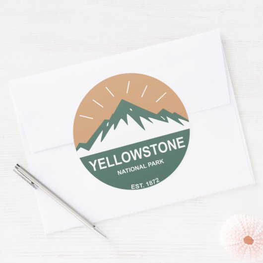 Nationaal Park Yellowstone Ronde Sticker (Envelop)
