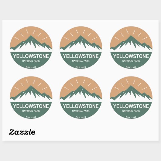 Nationaal Park Yellowstone Ronde Sticker (Vel)