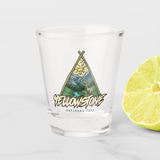 Nationaal Park Yellowstone Shot Glas (Voorkant)