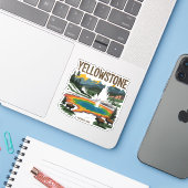 Nationaal Park Yellowstone Sticker (Laptop met iPhone)