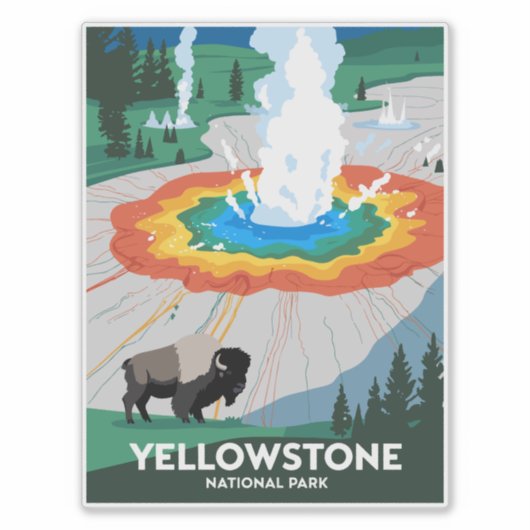 Nationaal park Yellowstone Sticker (Voorkant)