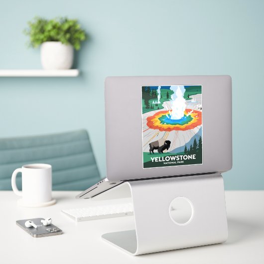 Nationaal park Yellowstone Sticker (Laptop op bureau)