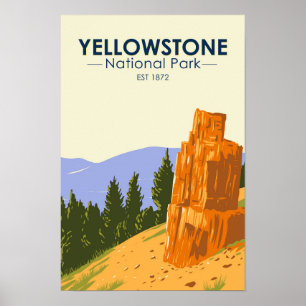 Nationaal Park Yellowstone Versteende Boom Vintage Poster