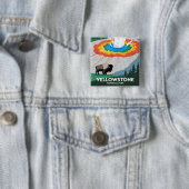 Nationaal park Yellowstone Vierkante Button 5,1 Cm (In situ)