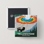 Nationaal park Yellowstone Vierkante Button 5,1 Cm (Voorkant /achterkant)