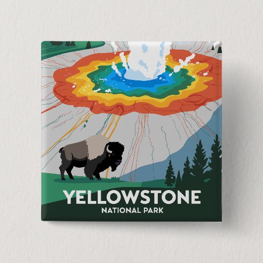 Nationaal park Yellowstone Vierkante Button 5,1 Cm (Voorkant)