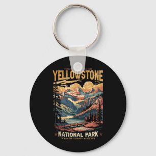 Nationaal Park Yellowstone Vintage Wandelen Sleutelhanger