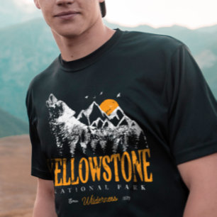 Nationaal Park Yellowstone Wolf Mountains Vintage T-shirt