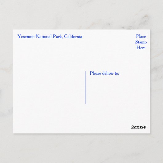 Nationaal Park Yosemite, Californië-Briefkaart Briefkaart (Achterkant)